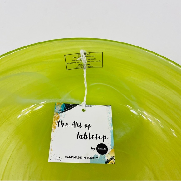 Ardacam Yellow white swirl glass serving bowl - Picture 2 of 7